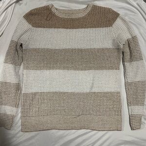 Pink Clover Women's Striped Sweater - Beige and Cream